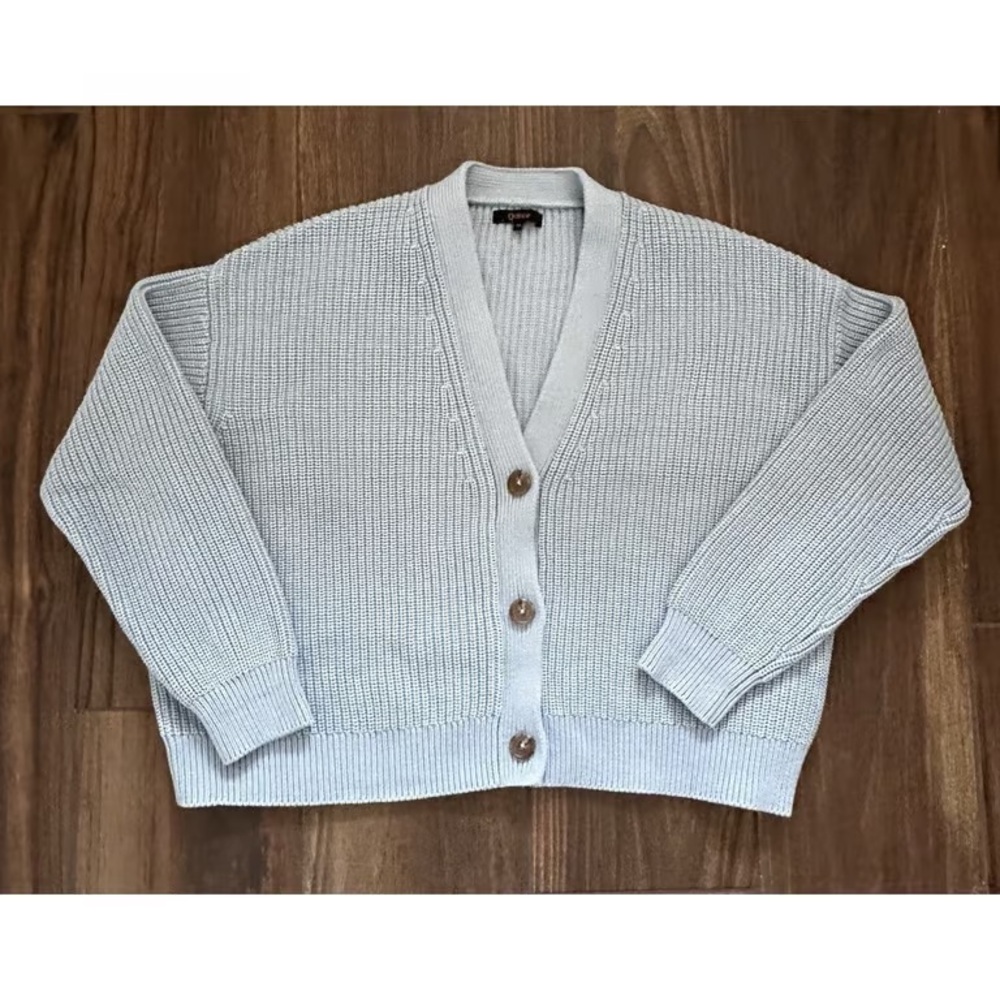 Quince Light Gray Button-Up Cardigan